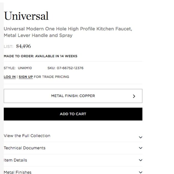 Waterworks Universal Modern One Hole High Profile Kitchen Faucet Copper Finish - Picture 3 of 16